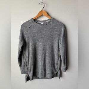 Varley Manning Sweat Gray Long Sleeve PullOver Women's Sweater w/Zipper Accents